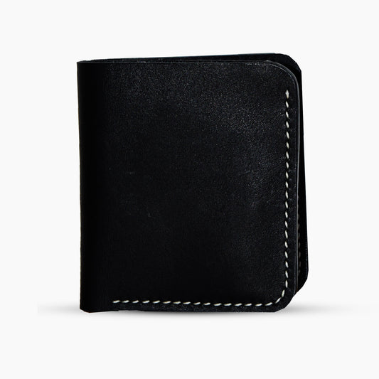 Handmade Black Leather Bifold Wallet