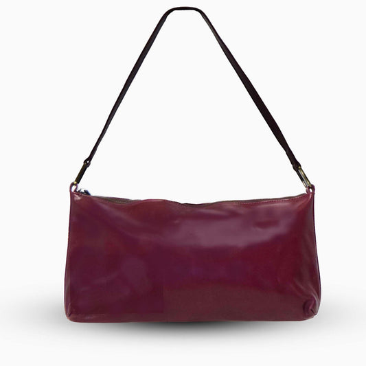 Limited Edition Leather Shoulder Bag- burgundy color