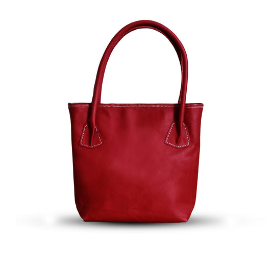 Handmade Cherry Red Leather Tote Bag